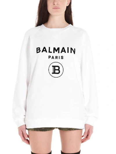 Shop Balmain Sweater In Blanc/noir