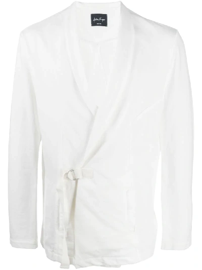 Shop Andrea Ya'aqov Tie Waist Blazer In White