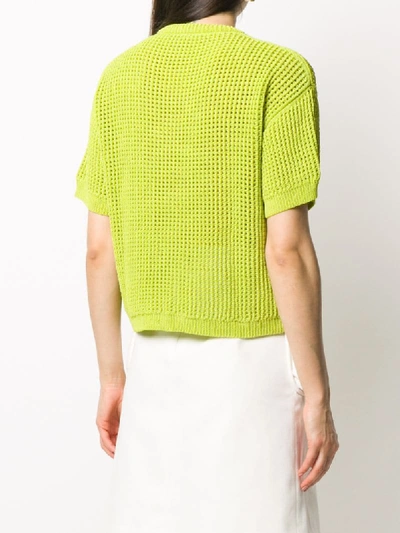 Shop Sunnei Short-sleeved Knitted Top In Green