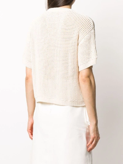 Shop Sunnei Short-sleeved Knitted Top In White