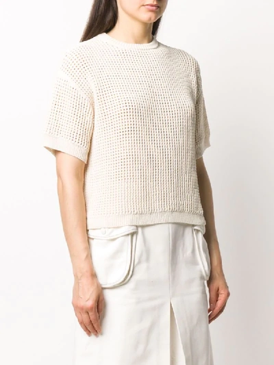 Shop Sunnei Short-sleeved Knitted Top In White