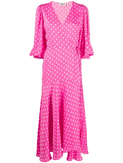 Shop Essentiel Antwerp Polka Dot Wrap Dress In Pink