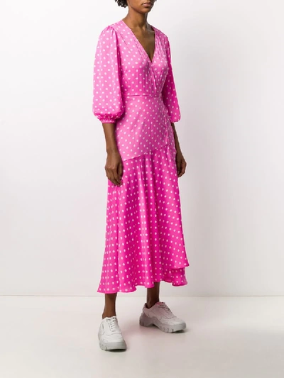 Shop Essentiel Antwerp Polka Dot Wrap Dress In Pink