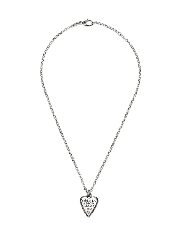 Gucci Engraved Heart-shaped Necklace In 0811 Silver | ModeSens