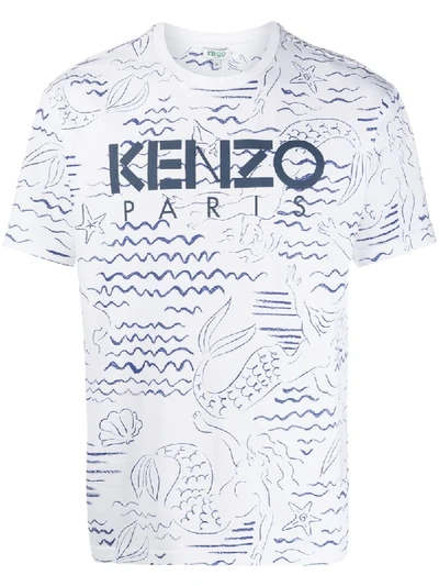 Shop Kenzo Mermaids Print T-shirt In White