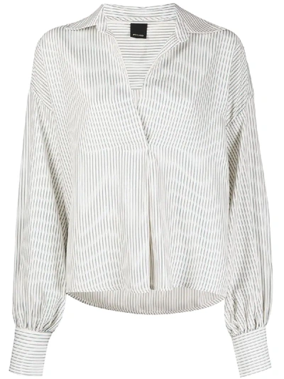 Shop Pinko Loose Fit Striped Print Shirt In Neutrals