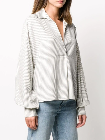 Shop Pinko Loose Fit Striped Print Shirt In Neutrals