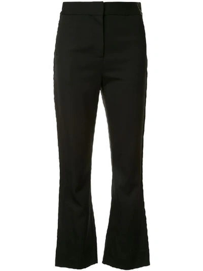 Olivia Palermo Cropped Flared Style Trousers In Black
