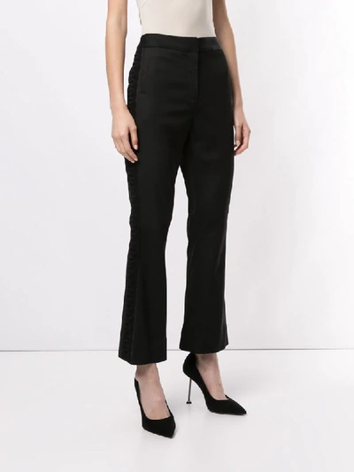Olivia Palermo Cropped Flared Style Trousers In Black