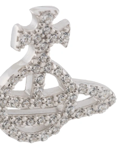 Shop Vivienne Westwood Embellished Logo Charm Earrings In Silver