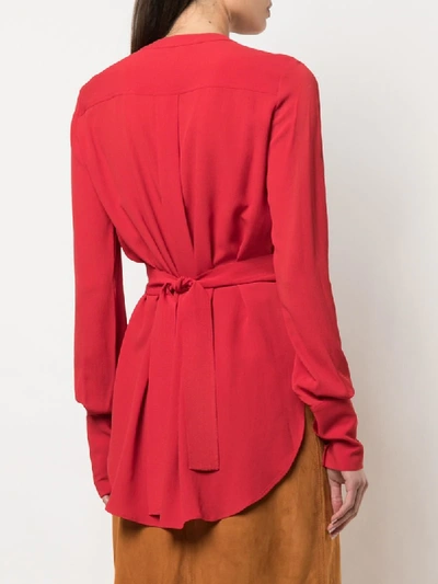 Shop Altuzarra Federica Long-sleeve Blouse In Red