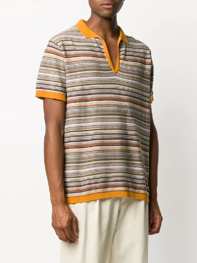 Shop Nanushka Striped Cotton Polo Shirt In Orange