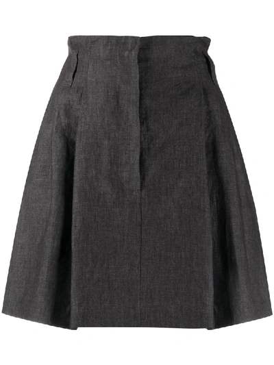 Shop Brunello Cucinelli Linen A-line Shape Skirt In Grey