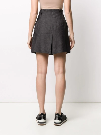 Shop Brunello Cucinelli Linen A-line Shape Skirt In Grey