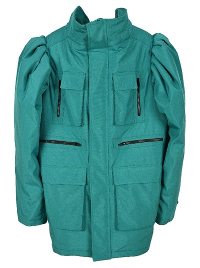 Shop Balenciaga Oversized Puff Sleeves Down Jacket In Turquoise