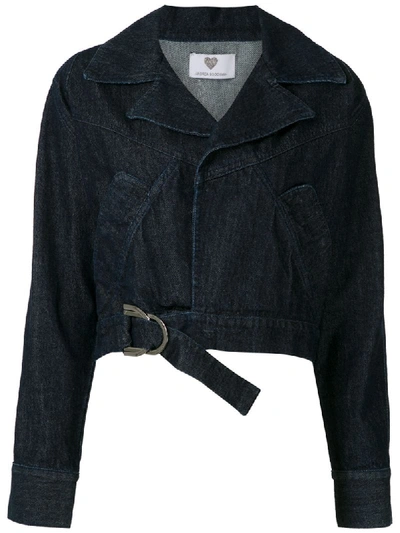 Shop Andrea Bogosian Run Cropped Denim Jacket In Blue