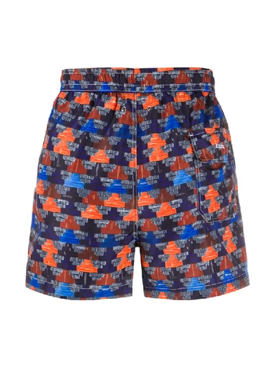 Shop Kiton Geometric Swim Shorts In Blue