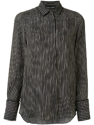 Shop Oscar De La Renta Double Pinstripe Button-front Shirt In Black