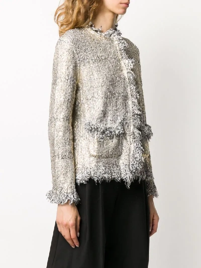 Shop Avant Toi Bouclé Tweed Fitted Jacket In Gold
