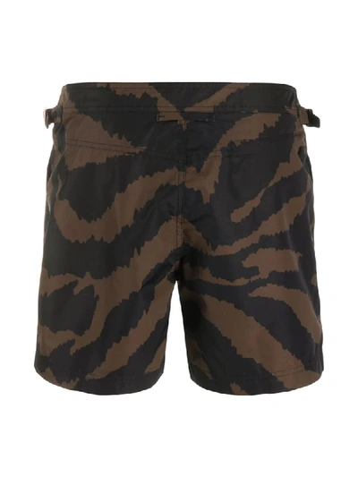 Shop Tom Ford Zebra Print Swim Shorts In Black