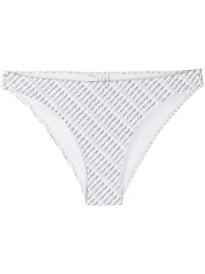 Calvin Klein Diagonal Logo Bikini Bottoms In White