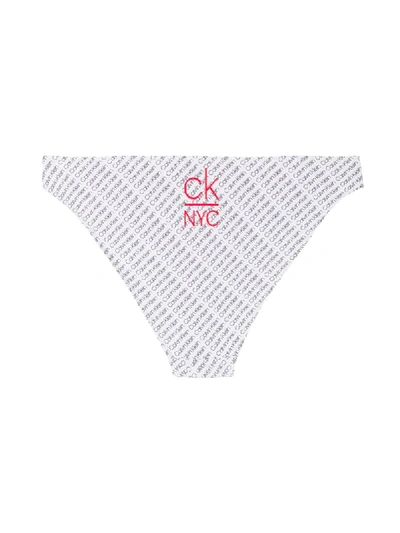 Calvin Klein Diagonal Logo Bikini Bottoms In White