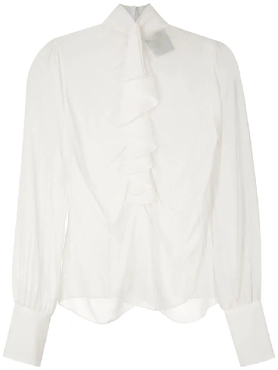 Shop Andrea Bogosian Rosario Sheer Blouse In Neutrals