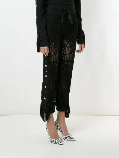 Shop Andrea Bogosian Romes Ab Lace-pattern Track Trousers In Black