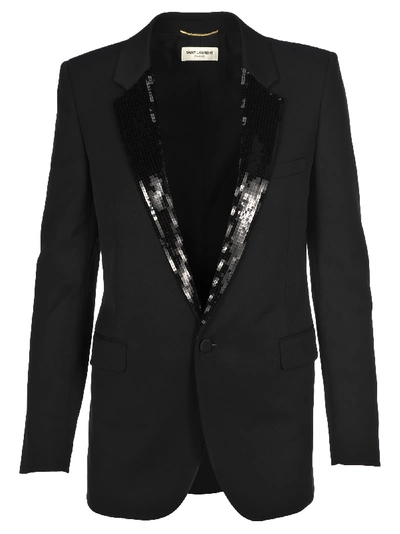 Shop Saint Laurent Tailored Wool Blazer In Black