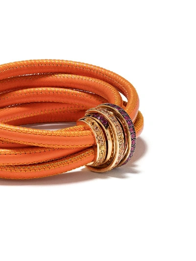 Shop De Grisogono 18kt Rose Gold, Diamond And Sapphire Coil Bracelet In Rose Gold And Orange