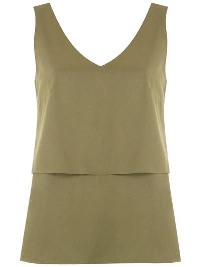 Shop Alcaçuz Tiered V-neck Vest In Green