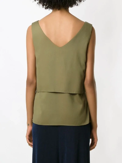 Shop Alcaçuz Tiered V-neck Vest In Green