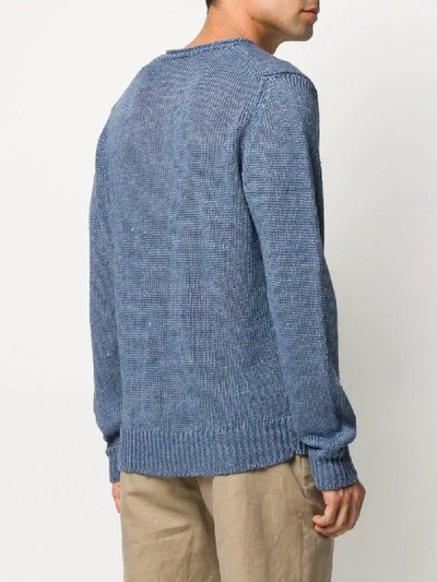 Shop Altea Crocheted Crewneck Jumper In Blue