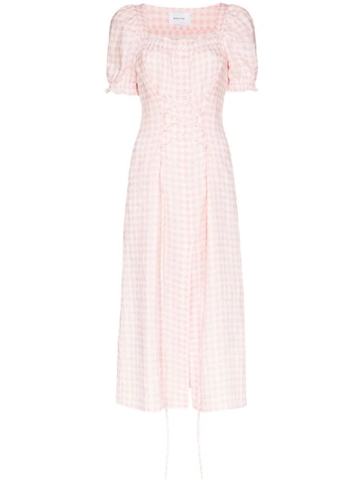 Shop Sleeper Gingham Midi Dress In Pink