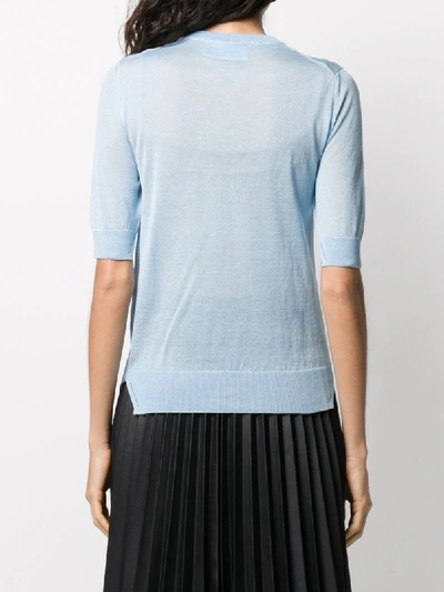 Shop Ermanno Scervino Embellished Short-sleeve Jumper In Blue