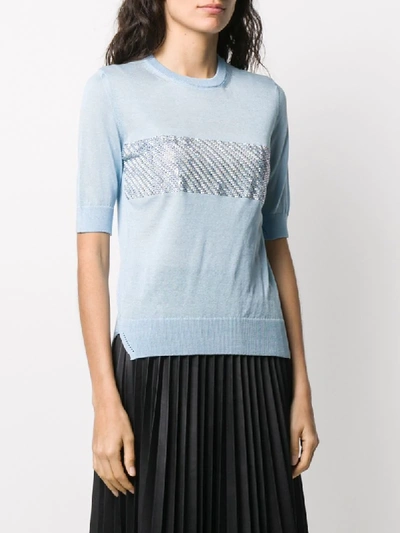 Shop Ermanno Scervino Embellished Short-sleeve Jumper In Blue