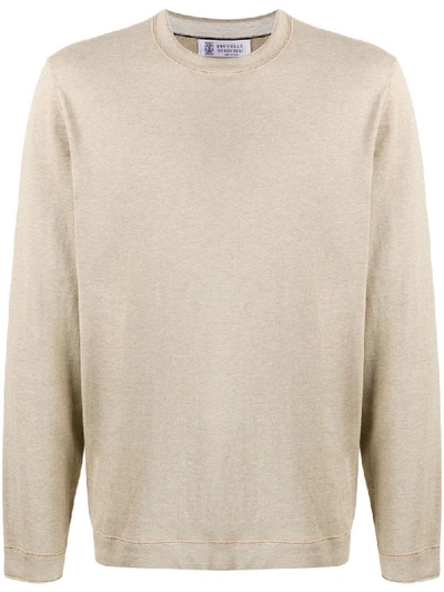 Shop Brunello Cucinelli Crew Neck Sweatshirt In Neutrals