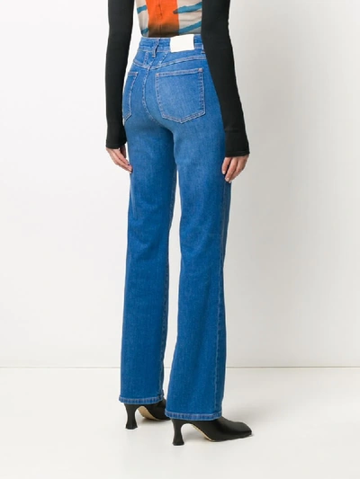 Shop Closed Exposed-stitch High-rise Flared Jeans In Blue