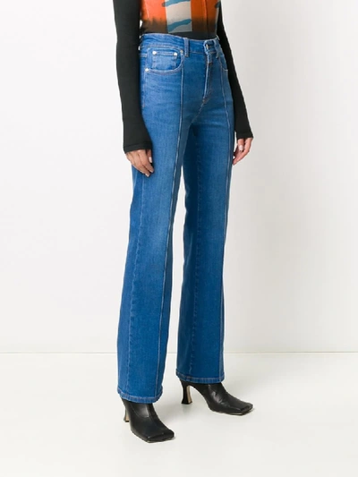 Shop Closed Exposed-stitch High-rise Flared Jeans In Blue
