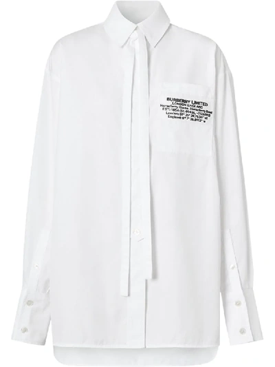 Shop Burberry Location Print Oversized Shirt In White