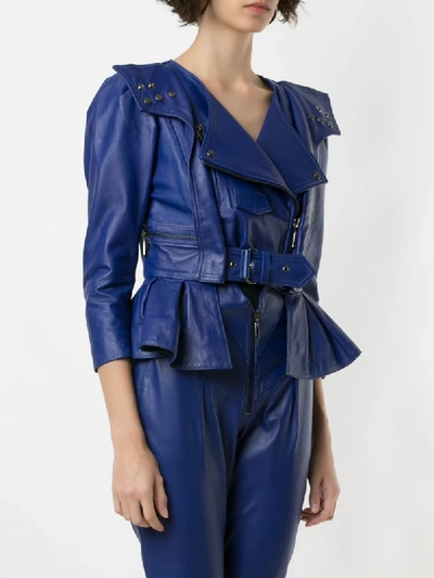 Shop Andrea Bogosian Bikerjacke Mit Schösschen In Blue