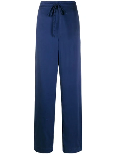 Shop Beau Souci Drawstring Silk Trousers In Blue