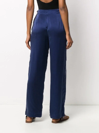 Shop Beau Souci Drawstring Silk Trousers In Blue
