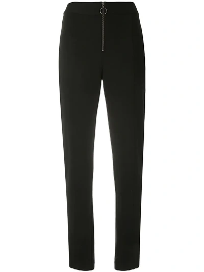 Shop Alcaçuz Tapered Front Zip Trousers In Black