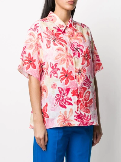 Shop Marni Floral Print Shirt In Pink