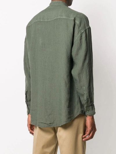 Shop Costumein Collarless Long Sleeved Shirt In Green