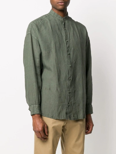 Shop Costumein Collarless Long Sleeved Shirt In Green