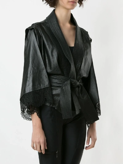 Shop Andrea Bogosian Rufino Leather Kimono In Black