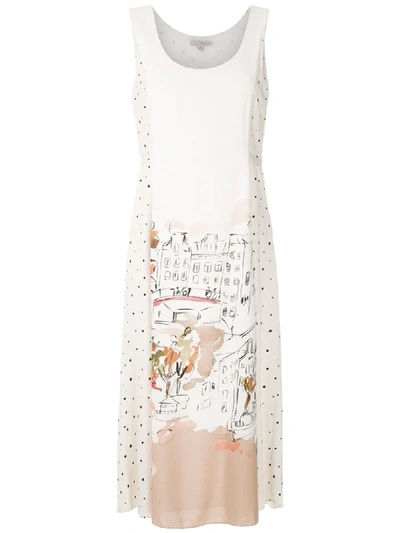 Shop Alcaçuz Watercolour-print Midi Dress In White