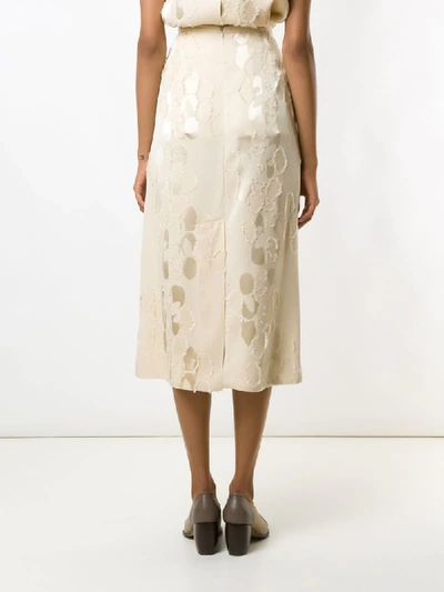 Shop Alcaçuz Reinado Frayed Details Skirt In Neutrals